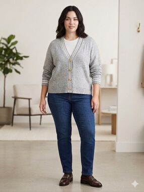 Tommy Hilfiger Gray Button-Front V-Neck Women's Cardigan Sweater